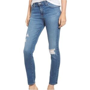 AG Adriano Goldschmied The Prima Ankle Cigarette Jeans Distressed Denim Size 32